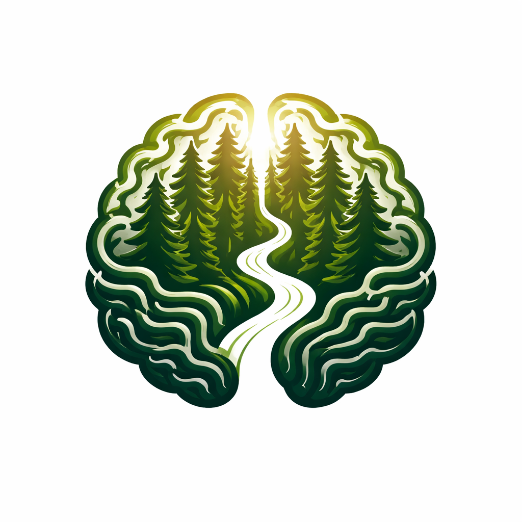 headway — a brain formed by woodland trees with a path running through it